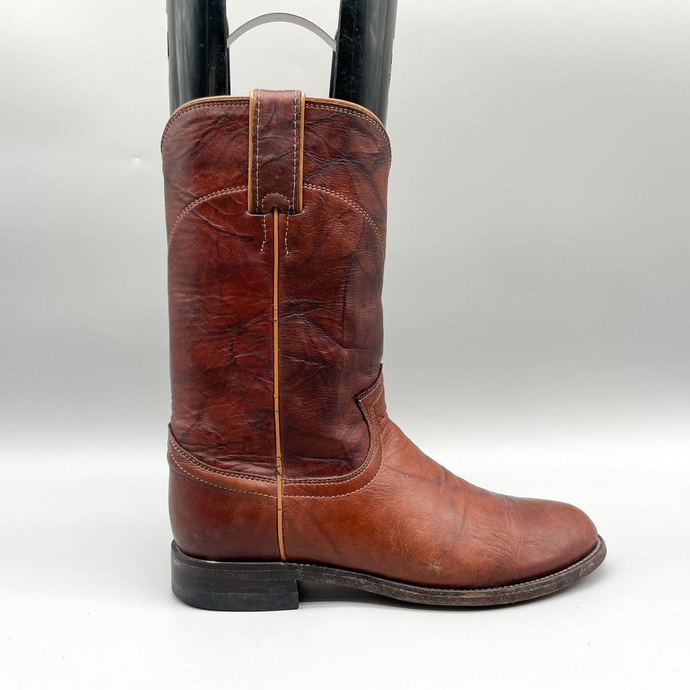 Justin Mens 8 B Classic Roper Boots Brown Marbled Leather Western Cowboy Rodeo